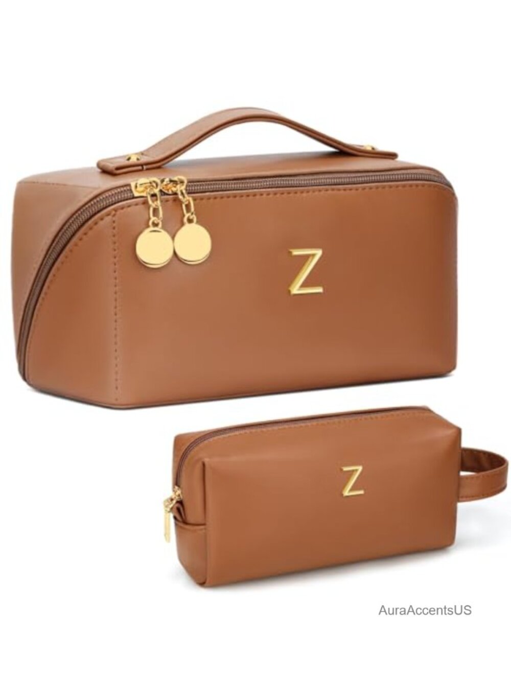 Initial Monogram Makeup Bag Set for Women Gift Large Cosmetic Travel Toiletry